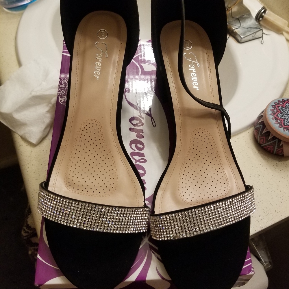 Wedding blinged low heeled buckled sandals